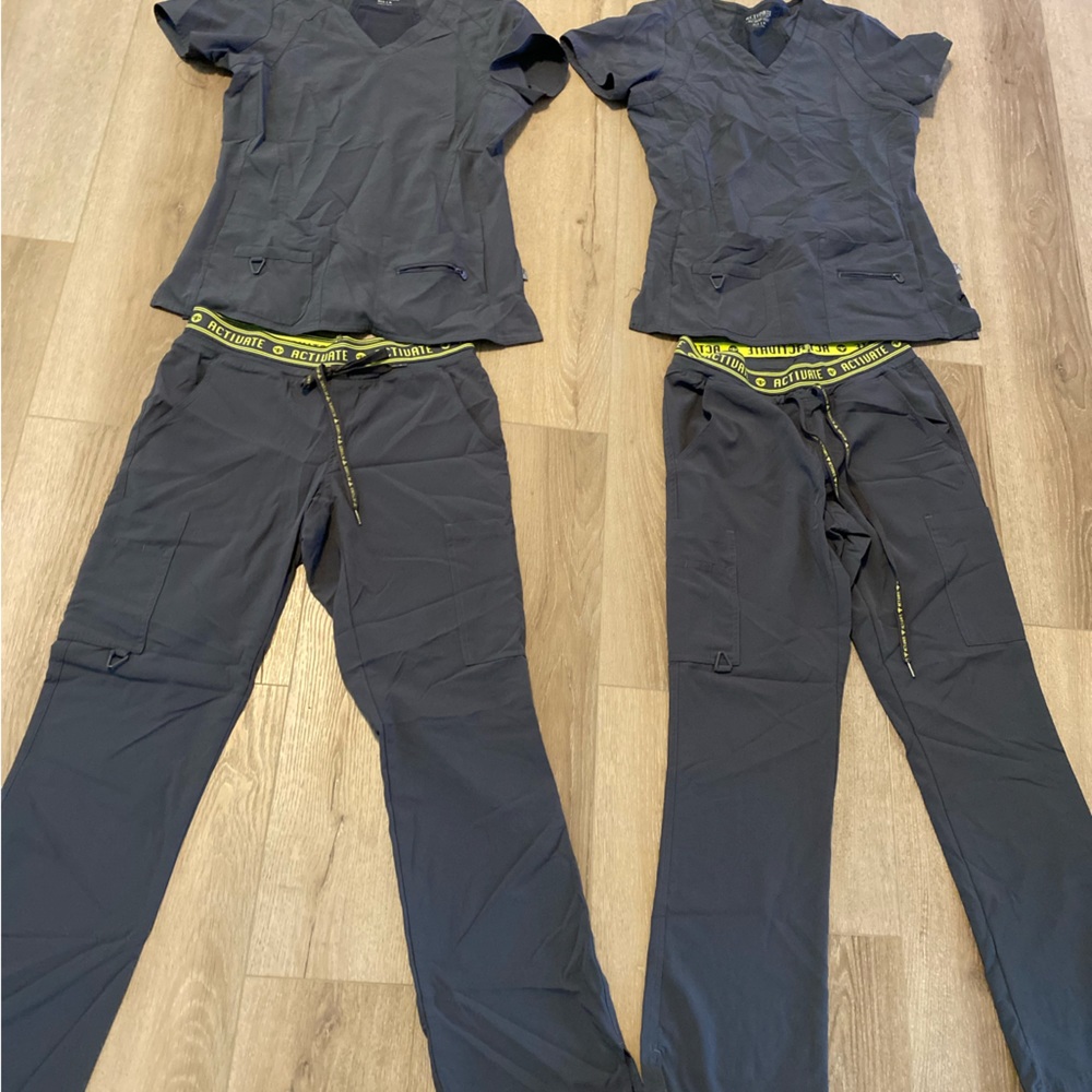 2 pairs of Med Couture- Activate scrubs. Grey